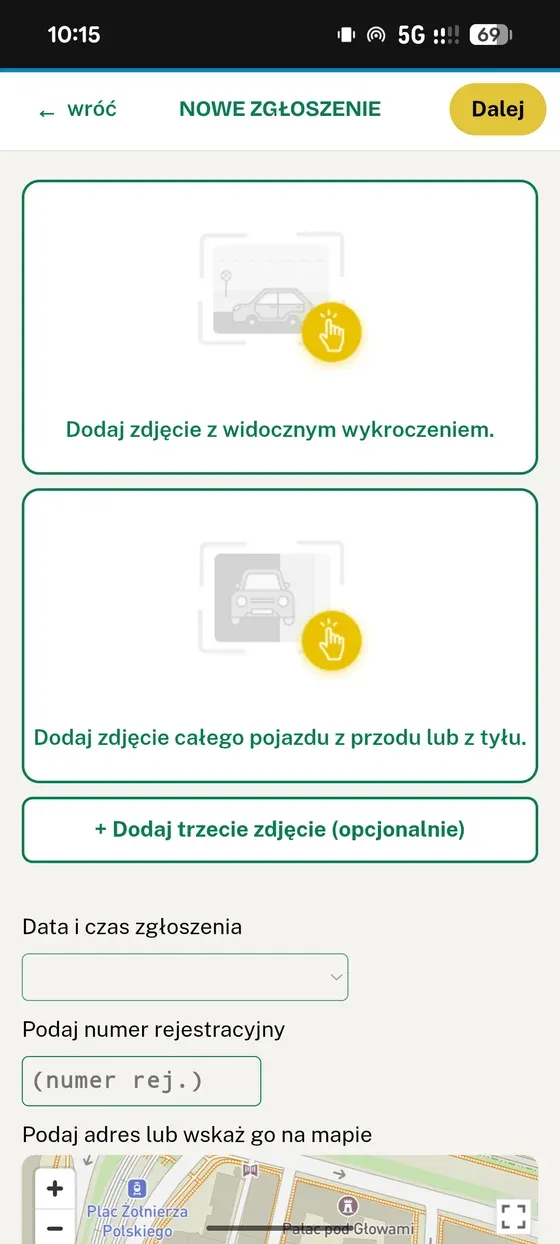 Dodawanie zdjęć do zgłoszenia